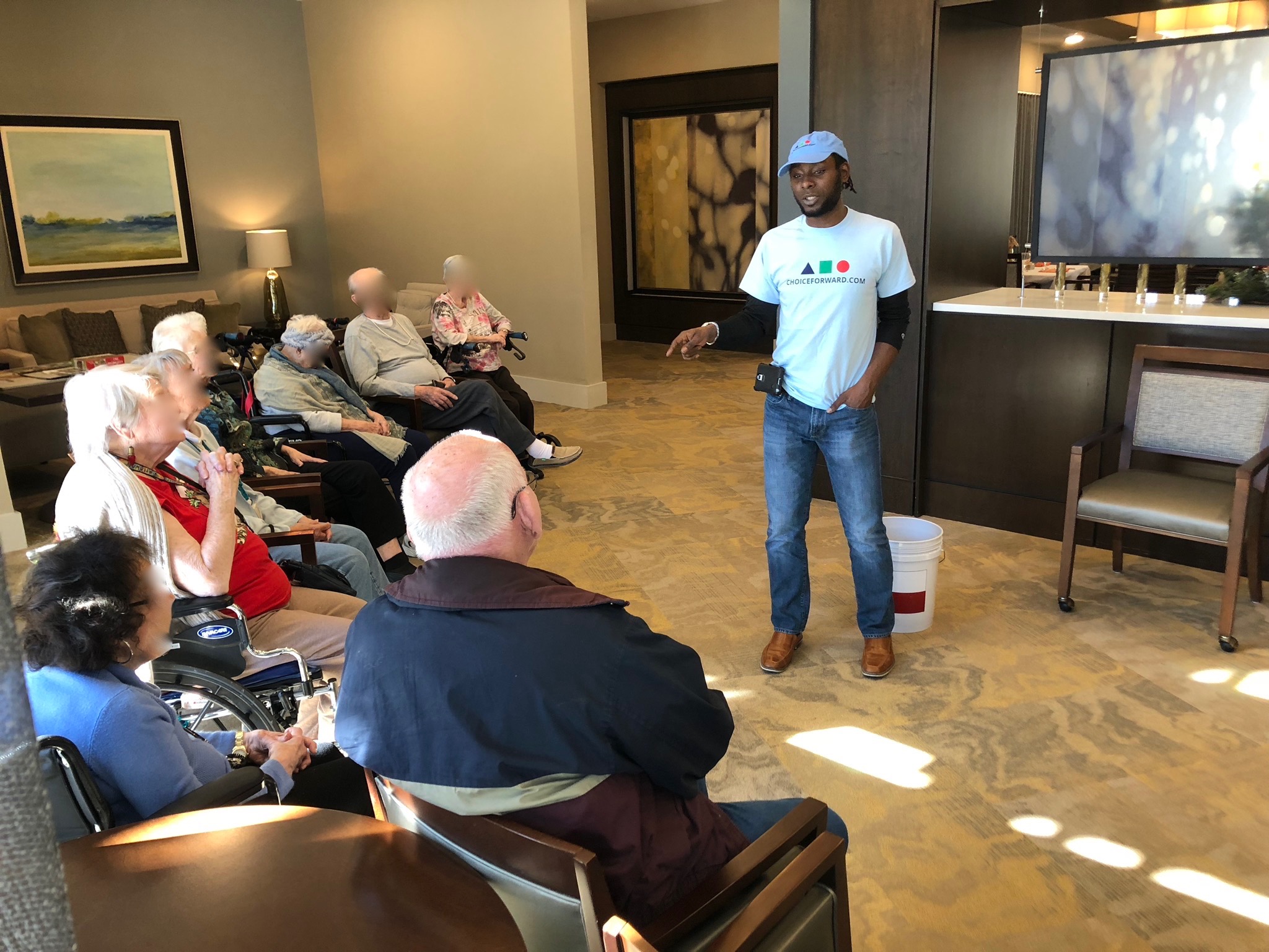 Marcus Bridgewater with audience during a talk